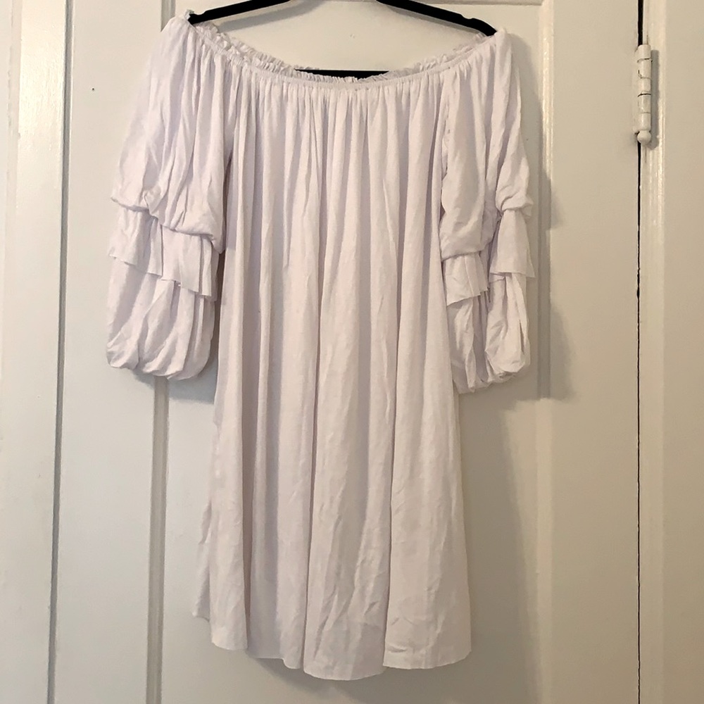 Off-the-shoulder white dress